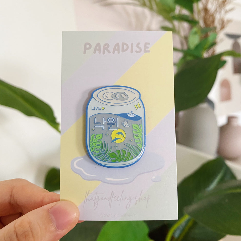 "PARADISE" Mini Soda Can Enamel Pin